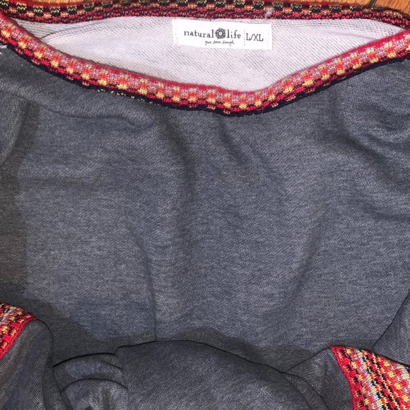 Natural Life - Colorful Knit Trim - Oversized Sweatshirt - Boho Sleeves - L/XL - Picture 5 of 12